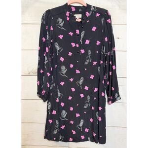 Hobbs London Size 2 Dress Black With Pink Flowers